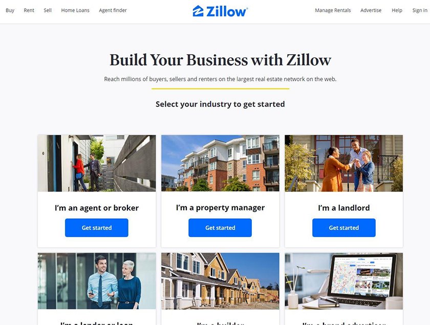 Zillow上的房地产经纪人档案有助于与潜在的房地产买家和卖家建立联系。