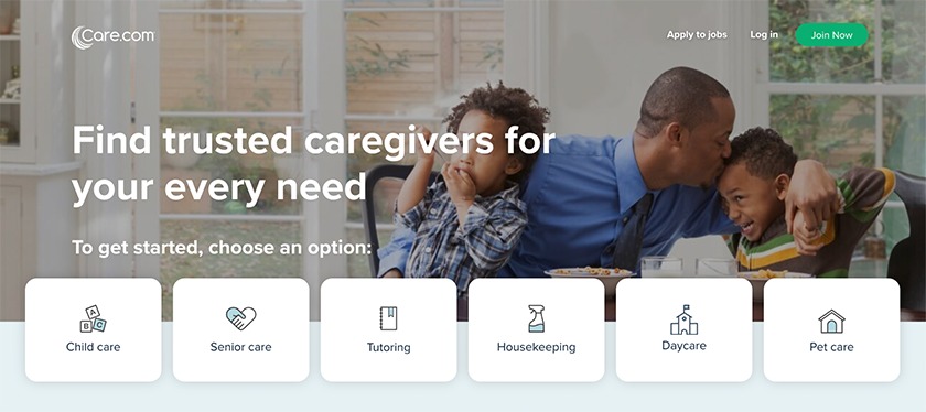 Care.com网站的小型企业目录列表，为照顾利基。