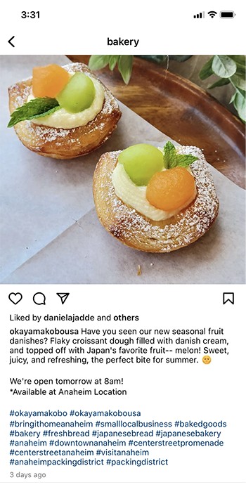 在Instagram上搜索面包店。