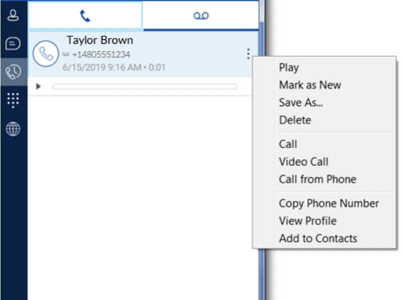Nextiva visual voicemail feature.