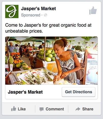 Facebook上的Jasper市场广告。