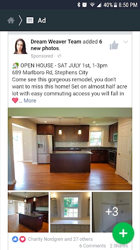 Facebook ad with open house details and image of available property
