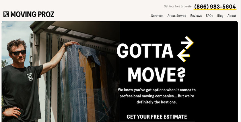 年代ample website for a moving business designed by Straight North.