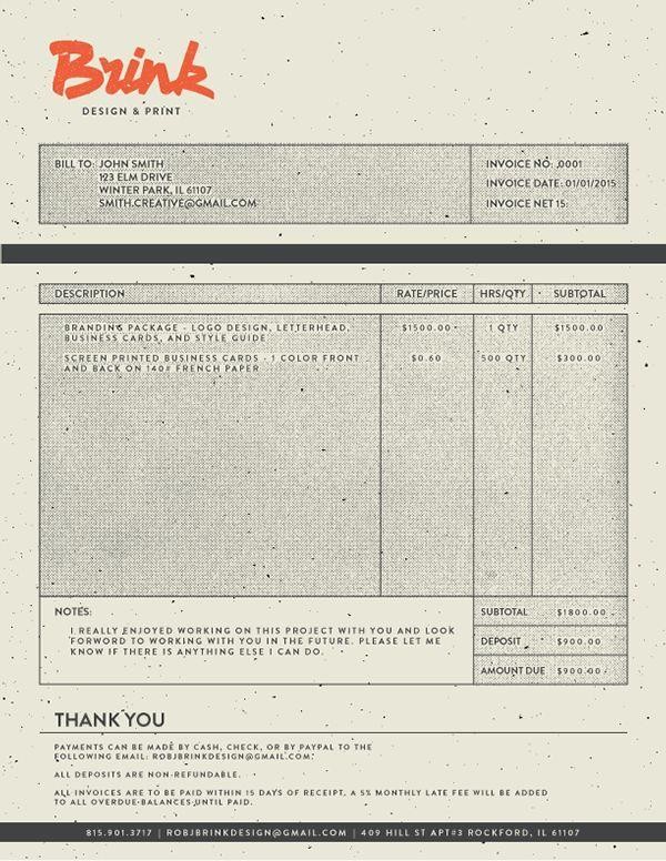 Vintage-inspired look invoice.