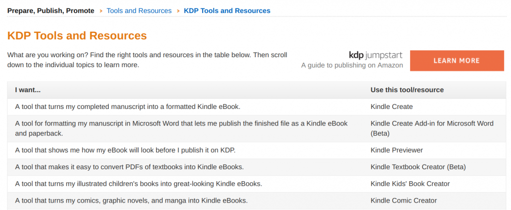 Amazon KDP tools for Kindle Format -- how to save an original e-book in a Kindle book format