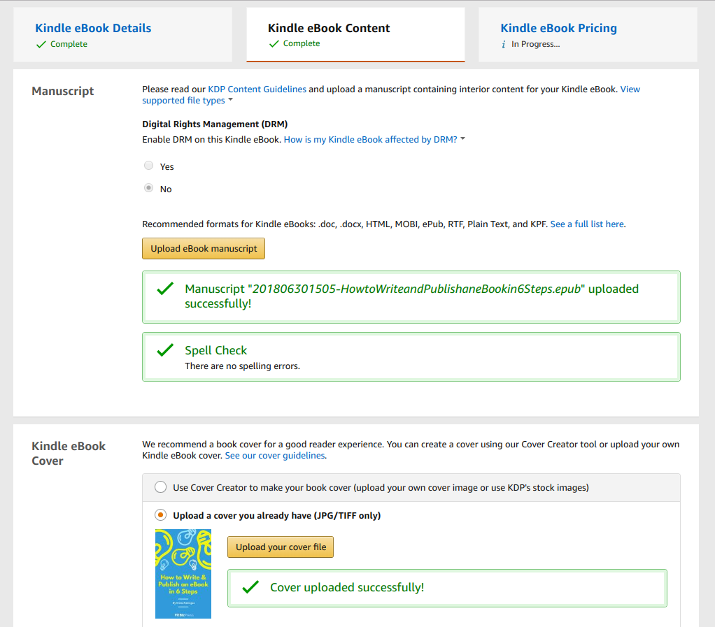 KDP -亚马逊Kindle直接出版-上传电子书文件