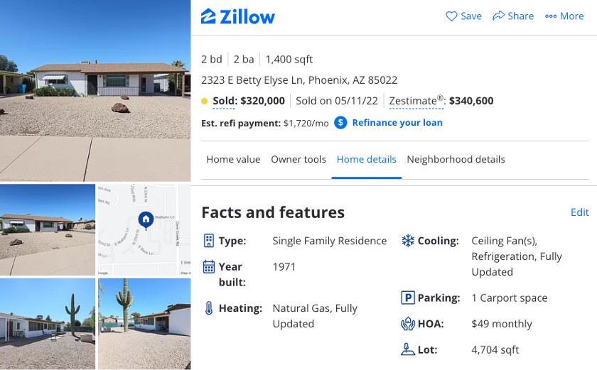 Zillow提供zestimate，这是对房屋价值的一般估计。