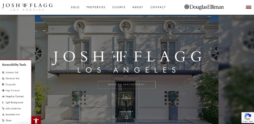 乔斯h Flagg real estate website with accessibility tools