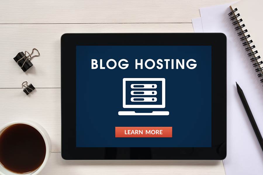 Blog hosting on tablet's screen.