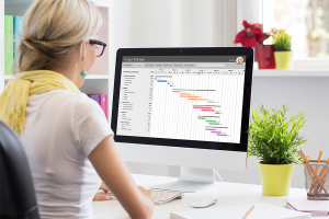 lady working in front of laptop