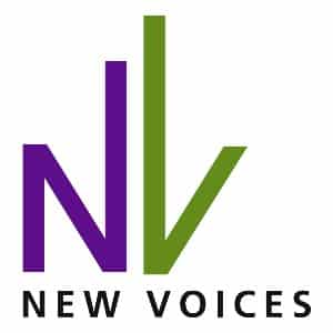 New Voices logo.