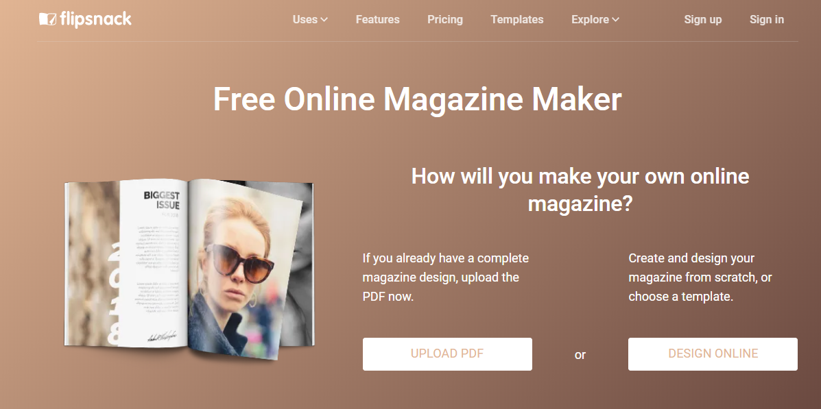 flipsnack free online magazine makerlanding page