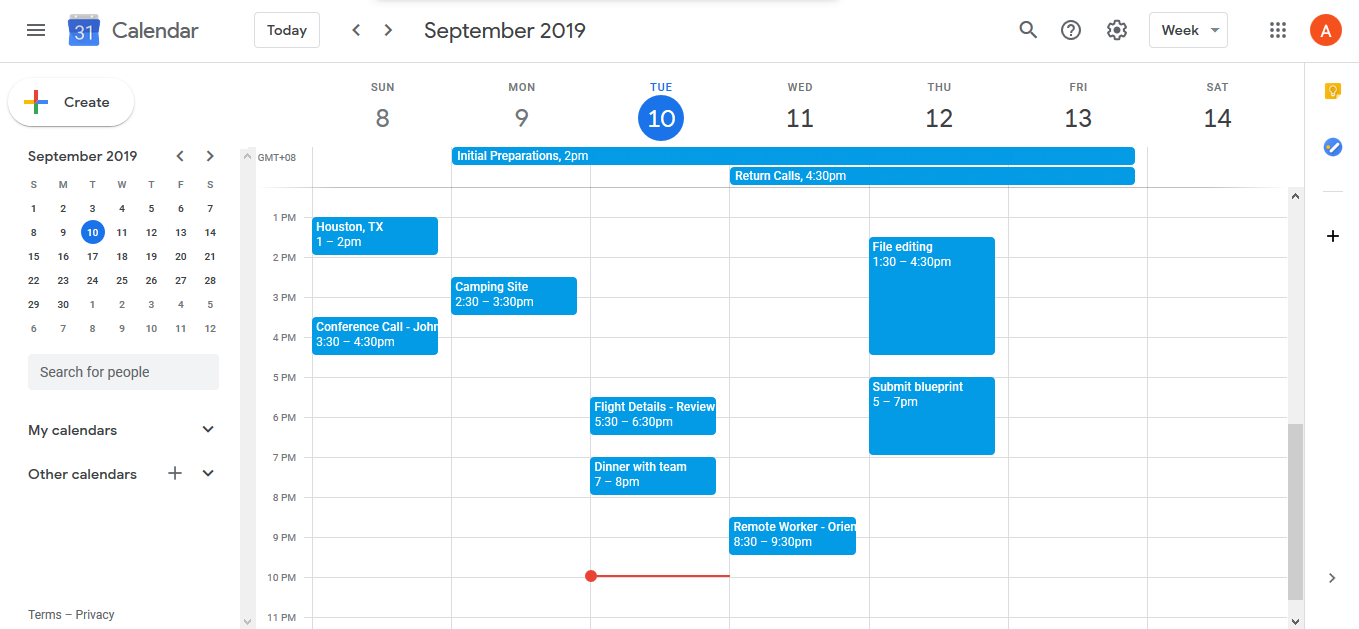 google calendar example calendar