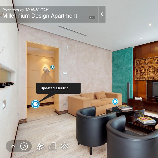 Matterport branded virtual tour of a living room example.