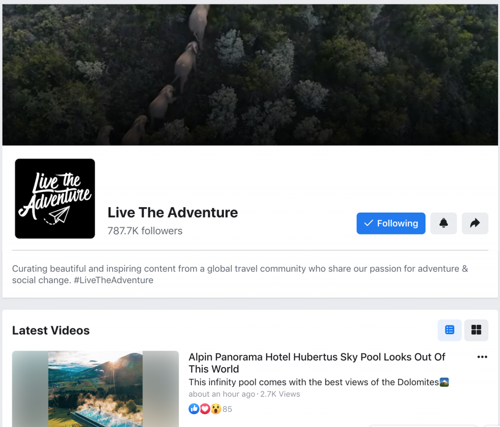 live the adventure video channel on facebook