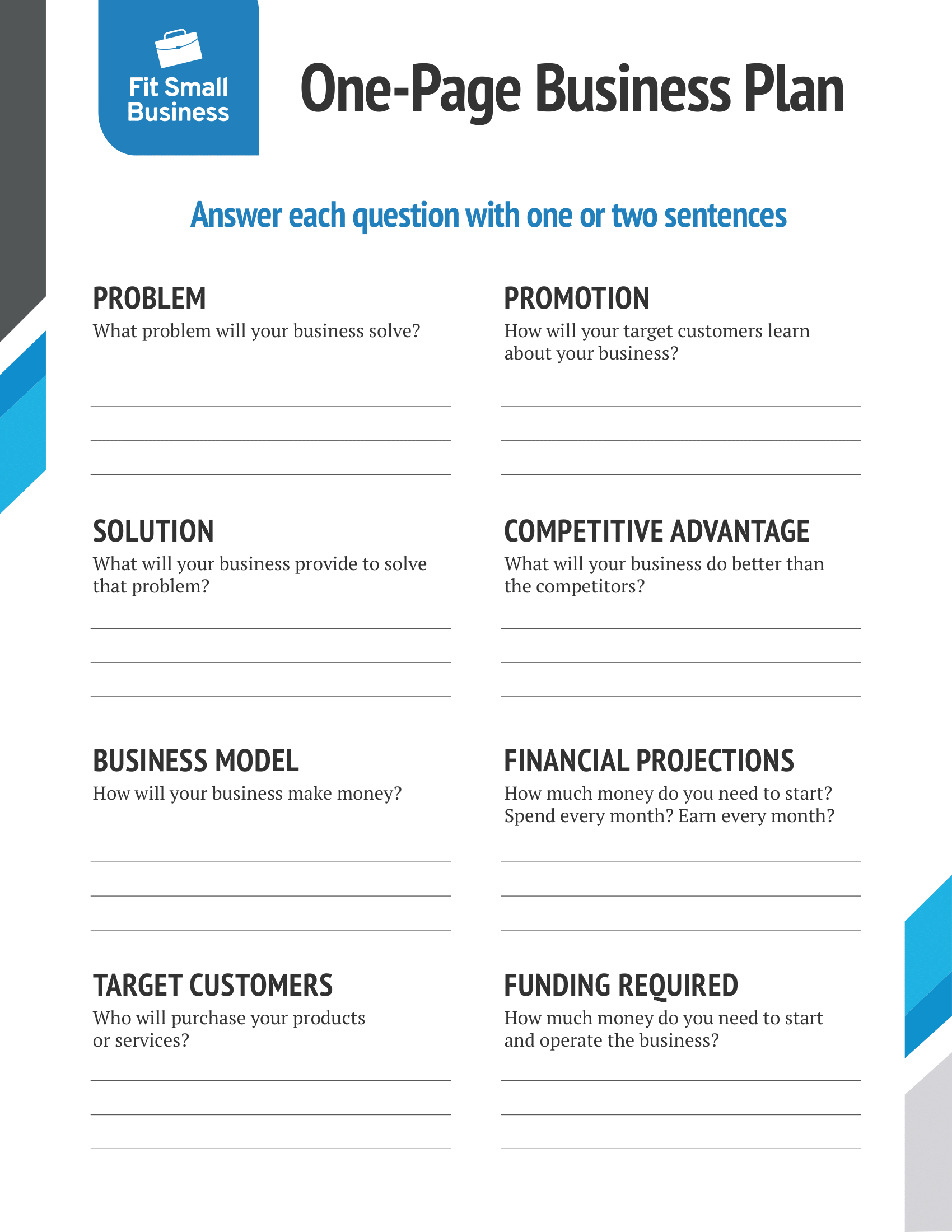 One-Page Business Plan