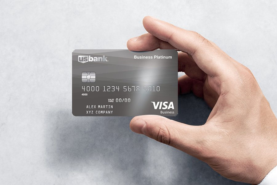 Man Holding Credit Card US Bank Visa.