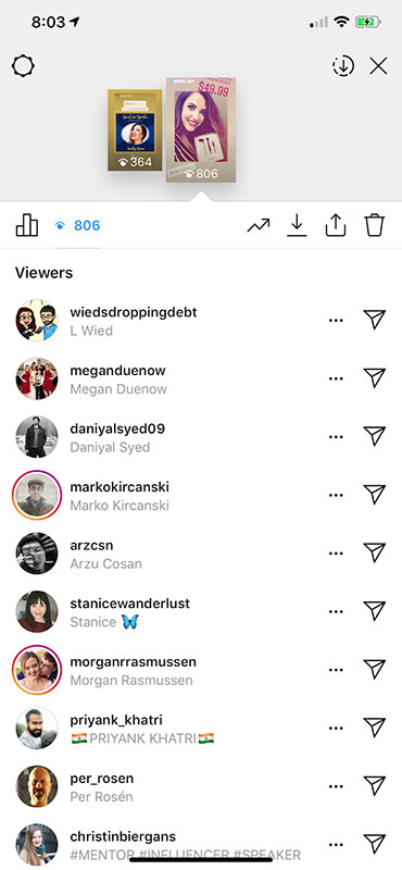 Instagram viewers of storiy