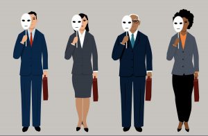 job candidates hiding behind mask