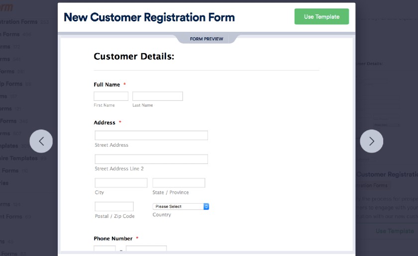 可控硅eenshot of JotForm New Customer Registration Form