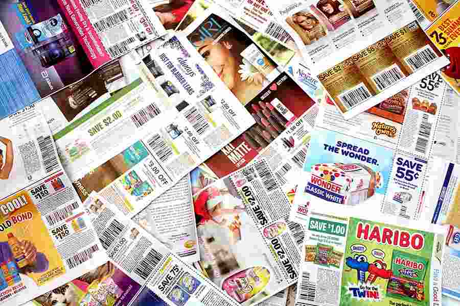 Catalog and magazines with coupons.
