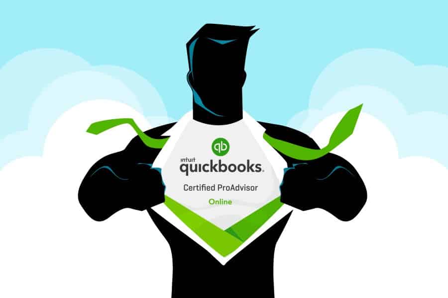 QuickBooks认证的Proadviser印在男人的衬衫上。