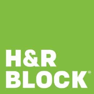 在新选项卡中链接到H&R Block主页的H&R Block徽标