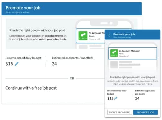 Screenshot of LinkedIn promoting job posts