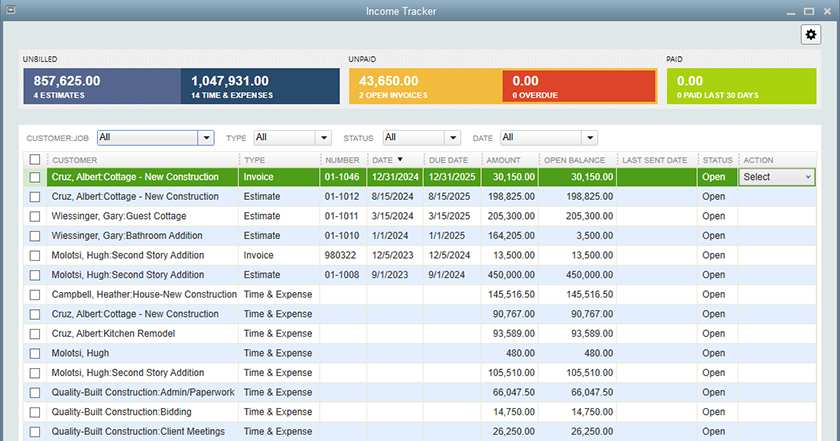 QuickBooks Desktop Premier Income Tracker