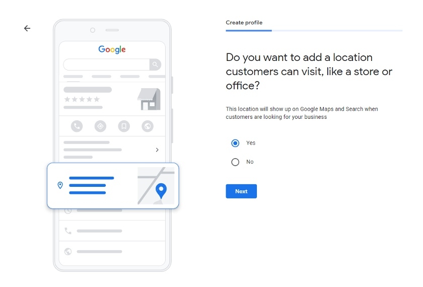 Add a location on your Google Business Profile that customers can visit.