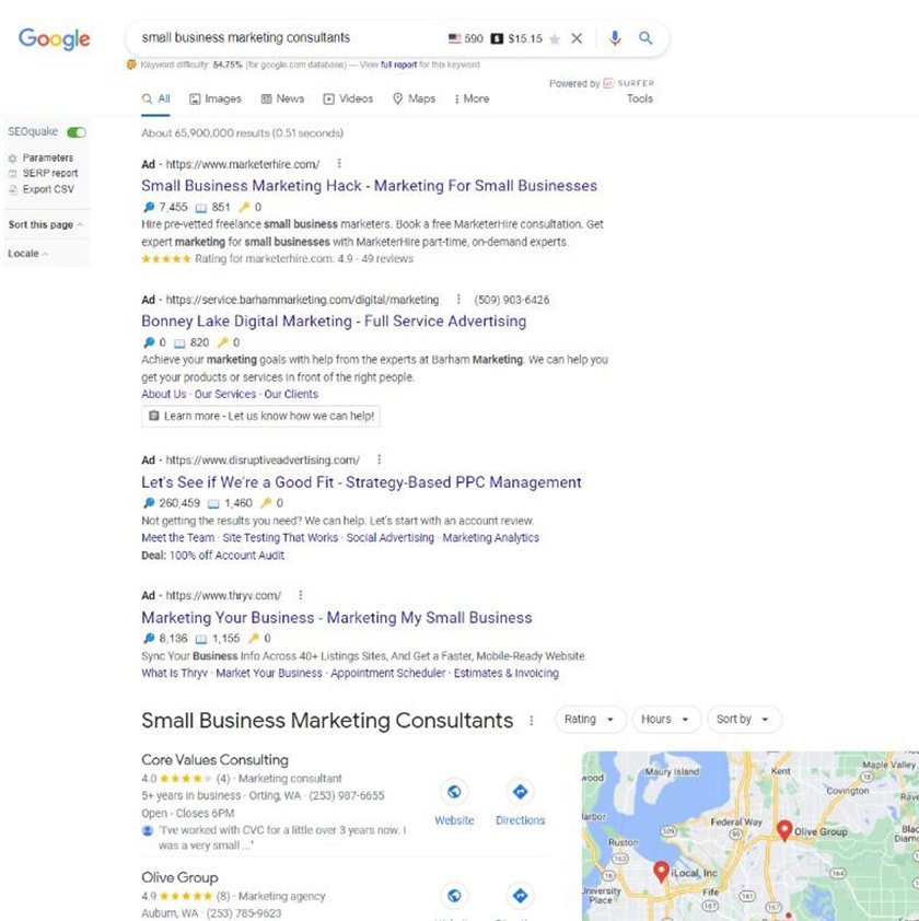 Landing at the top of search results in Google.