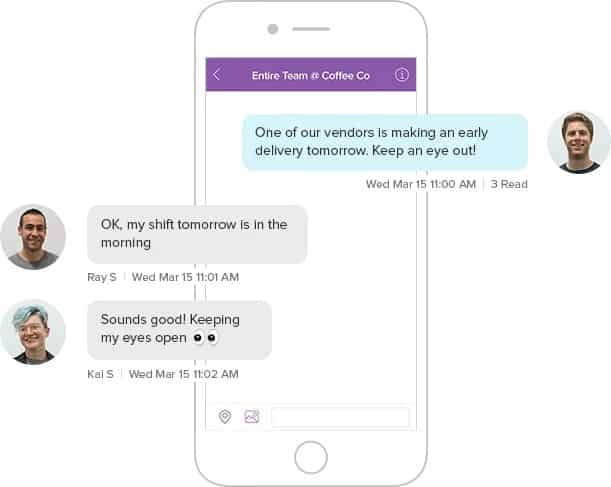 Homebase messaging app example.