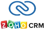 Zoho CRM logo that links to Zoho CRM homepage in a new tab.