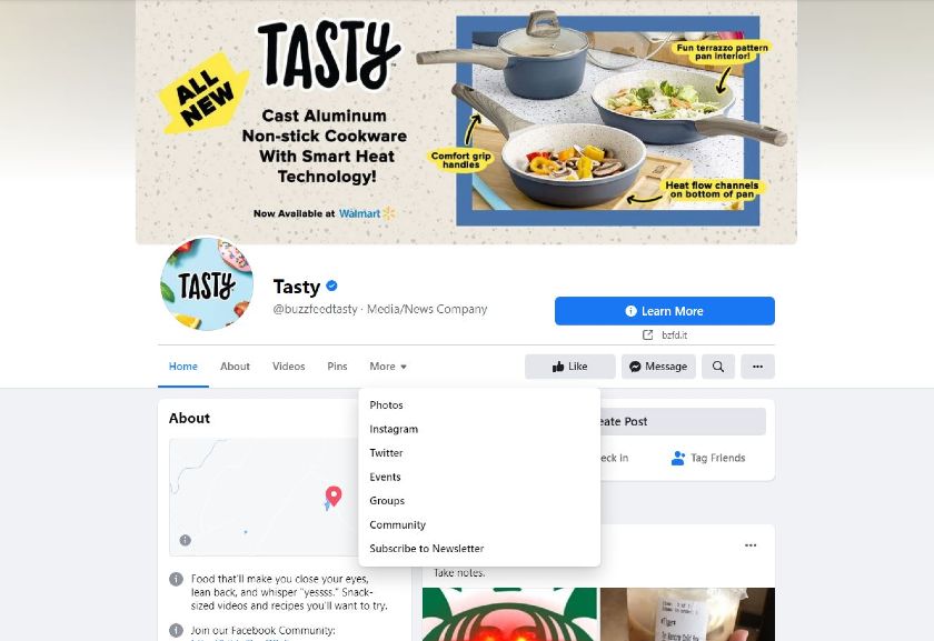 显示the Tasty Facebook page.