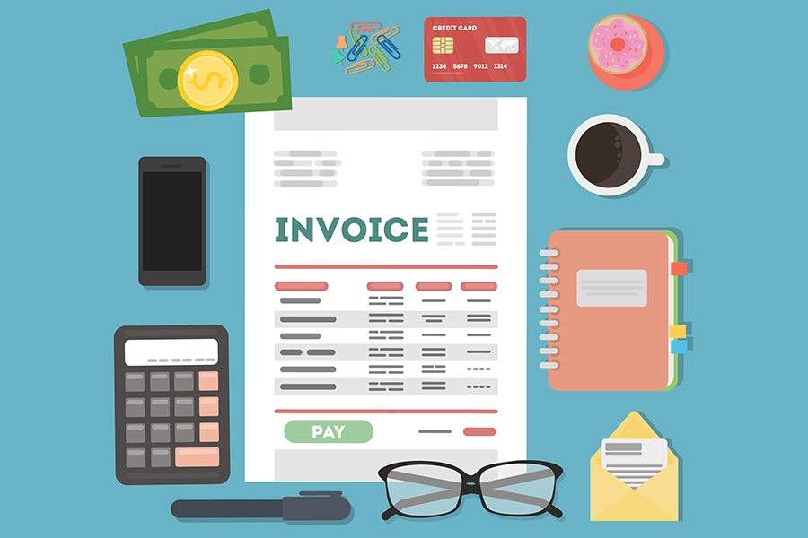 Invoice paper and other items.