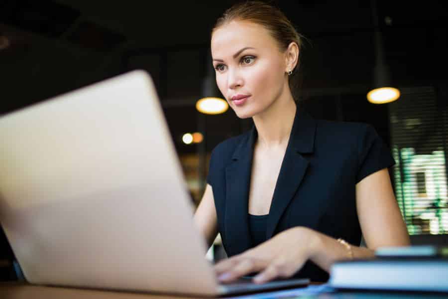 Woman working with her laptop