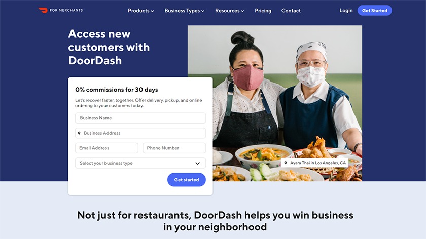 DoorDash在线餐馆业务目录。
