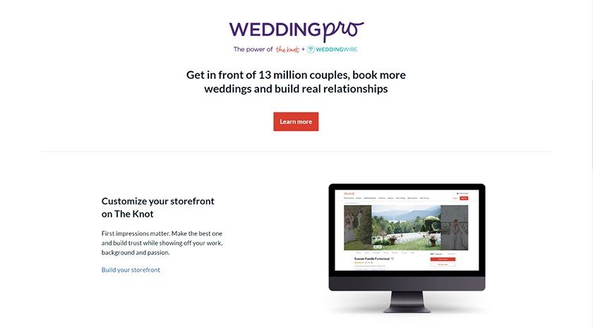 与婚礼相关的企业可以在TheKnot.com上创建一个免费列表。