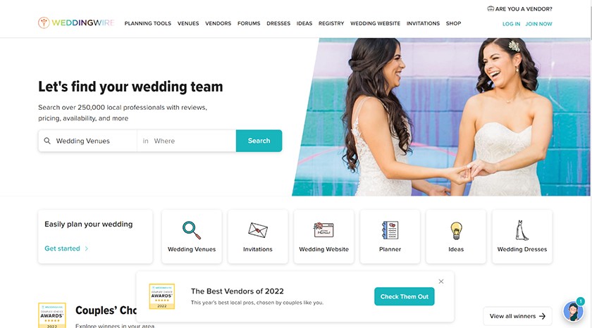 你可以在WeddingWire.com网站免费列出你的婚礼相关服务。