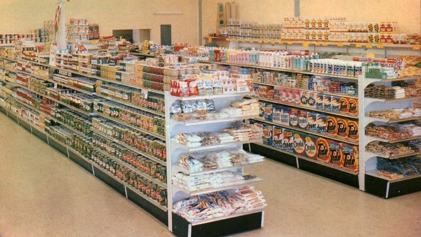 Showing a spacious grocery layout.