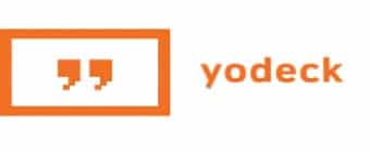 Yodeck标志，链接到Yodeck网站在一个新的选项卡。