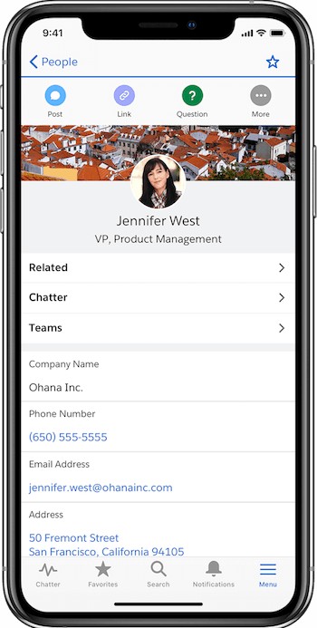 Salesforce Contact page Mobile App interface