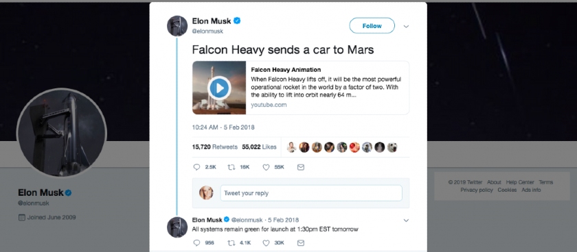 Elon Musk Tesla First Car in Space
