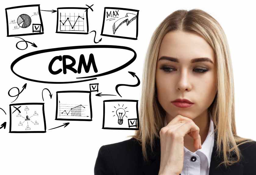 Young businesswoman thinks over the steps for CRM