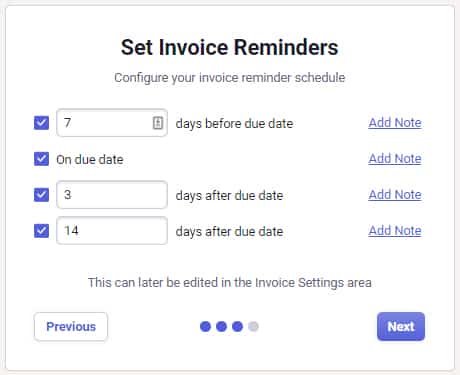 Setting invoice reminders on NeatFiles.
