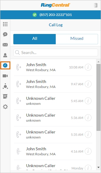 RingCentral call logs