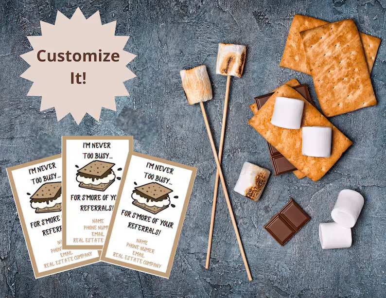 Smore ingredients and gift tag that says, 
