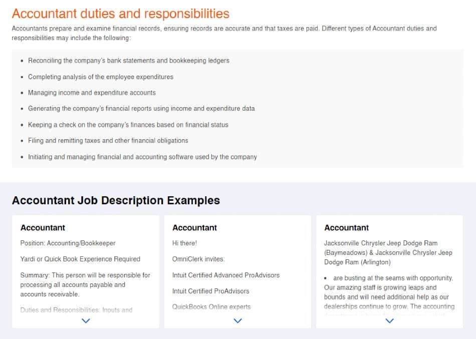 Indeed offers job description templates and examples.