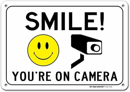 Screenshot of Smile on Camera Sign