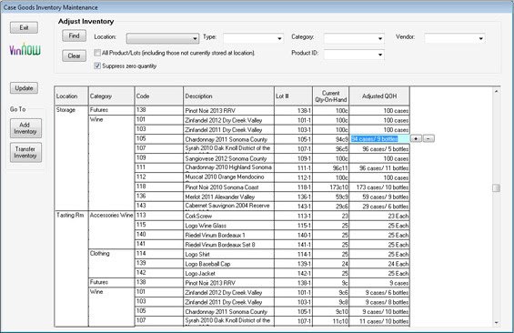 Screenshot of Vinnow Adjust Inventory